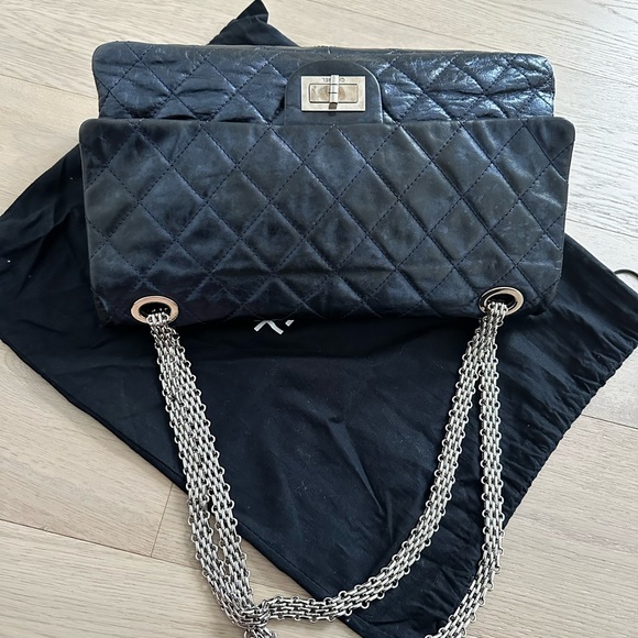 Chanel Reissue 2.55 Double Flap 277 Metallic Blue Calf Skin - Picture 5 of 6